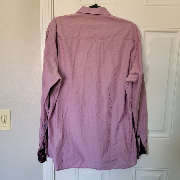 Stone Rose Black Rivet Collection Pink White Striped Button Down Flip Cuff XL - Picture 7 of 13